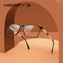MERRY'S Men Classic Square Glasses Frame Aluminum Temples Myopia Prescription Optical Eyewear S2155 2024 - buy cheap