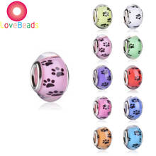 10Pcs Cute Color Dog Paw Print Big Hole Resin Murano Charms European Spacer Beads Suitable for Pandora Bracelet Necklace Jewelry 2024 - buy cheap