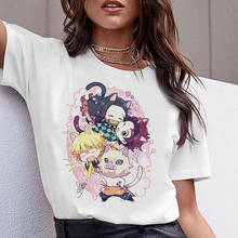 Camiseta feminina do anime japonês demon slayer, camisetas engraçadas com os desenhos kawaii kimetsu no yaiba 2024 - compre barato