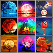 5D full circle diamond full moon scenery DIY diamond embroidery kit mosaic home decoration ornaments 2024 - buy cheap