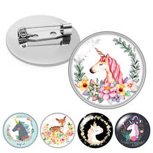 Broche con forma de cabujón de cristal para hombre y mujer, broche con dibujos de animales, unicornio, jirafa, ciervo, flamenco, Panda 2024 - compra barato