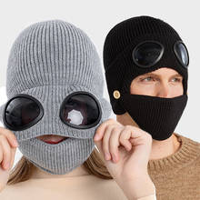Sombrero de bombardero de moda Unisex, sombrero de piloto con gafas de protección para las orejas, de terciopelo cálido, de lana, de punto con máscara, nuevo 2024 - compra barato