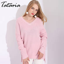 Warm Winter V Neck Knit Sweater Women Pullover Knitted Jumpers Pink Sweaters For Women Sweaters And Pullovers Women's Sweater 2024 - buy cheap