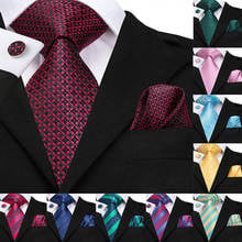 Hi-tie 8.5cm chirstmas 100% gravata de seda para homem eua armazém bolso quadrado abotoaduras definir laço masculino vermelho azul roxo gravata de casamento 2024 - compre barato