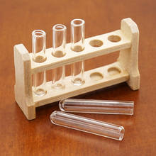 Odoria 1:12 Miniature 5Pcs Glass Test Tube with Wood Rack Set Laboratory Study Room Dollhouse Accessories Doll House Decoration 2024 - buy cheap
