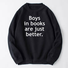 Moletom kawaii meninos em livros é melhor, unissex, camiseta engraçada com letras e pulôver de algodão, manga comprida, gola em o, envio direto 2024 - compre barato