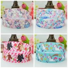 10 Yards 22mm 7/8"  unicorn Rainbow Horse cute Printed grosgrain ribbon hair bow Headwear DIY hair accessories retail 2024 - buy cheap