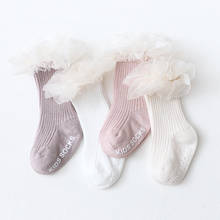 Non Slip Baby Girl Socks Spring Autumn Lace Princess Baby Knee High Socks Solid Color Toddler Kids Long Socks for 0-12M 2024 - buy cheap