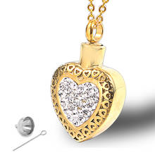 RIR Full Crystal Stainless Steel Heart Cremation Necklace Ashes Urn Memorial Pendant Jewelry for Women Girl 2024 - buy cheap