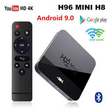 Caixa de smart tv h96 mini h8, android 9.0, 2g, 16g, rk3228a, 2.4g/5g, dual wi-fi, bt, 4k, hd, set top box, google, youtube, reprodutor de mídia inteligente 2024 - compre barato
