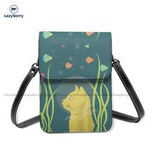 Bolsa de ombro de gato divertido, bolsa de couro estilosa para celular fashion para estudantes 2024 - compre barato