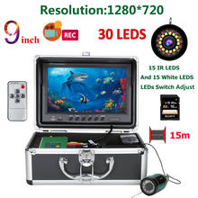 Câmera para pesca subaquática dvr, 9 polegadas, câmera hd 1080*1280, 15 peças com leds brancos + 15 peças de lâmpada infravermelha para pesca 2024 - compre barato