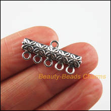 20 New Flower Charms Tibetan Silver Color 1-5 Connectors Pendants DIY 11x24.5mm 2024 - buy cheap