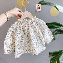 New 2020 Spring Korean Style Baby Girls Floral Blouses Ruched Collar Long Sleeve Tops Toddlers Children Clothes Kids Shirts 2024 - buy cheap