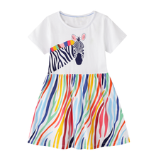 Meninas da criança vestidos de zebra padrão animal 2021 novo vestido de verão roupas da menina do bebê crianças vestido de princesa crianças roupas 2-7y 2024 - compre barato
