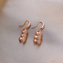 YAOLOGE  Pearl Rhinestone Golden Peanut Earrings Trendy Short Style Plant Small Drop Earrings For Women 2020 Jewelry Brincos 2024 - buy cheap