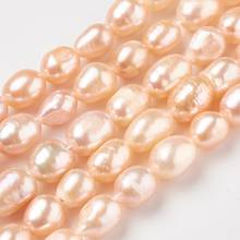 5 hebras ovaladas de perlas naturales cultivadas de agua dulce, hebras para la fabricación de joyas, accesorios de bricolaje, 8 ~ 12x7 ~ 8mm 2024 - compra barato