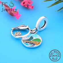 FC Jewelry Fit Original Brand Charms Bracelet 925 Silver Love Brazil Beach Parrot Yellow Hibiscus Bead For Women Berloque 2020 2024 - buy cheap