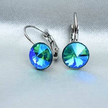 Bing tu 8mm joias femininas coloridas cristal redondo brincos pendurados geométricos de aço inoxidável 2024 - compre barato