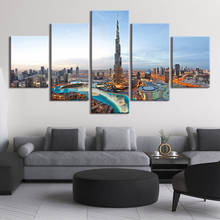 HD Prints Poster 5 Piece City Dubai View Paintings Modular Wall Art Home Decor Canvas Landscape Pictures Framework 2024 - buy cheap