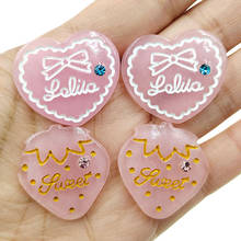 10pcs/lot Kawaii  Transparent pink heart with rhinestone  resin cabochons accessories for kids hair shoes decoration 2024 - buy cheap
