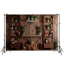 Photography Backdrop Rustic Wooden Wall Teddy Bear Photo Studio Booth Newborn Baby Portrait Photo Background SM-1123 2024 - buy cheap