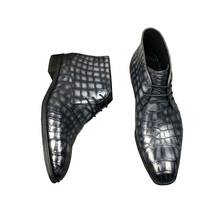 Мужские ботинки ousidun, из крокодиловой кожи, с высоким вырезом, деловой стиль 2024 - купить недорого