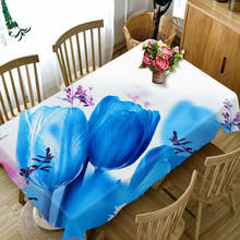 Modern Waterproof Tablecloth 3d Blue Tulip Pattern Table Cloth Rectangular And Round Table Cover Hotel Wedding Party Decoration 2024 - buy cheap