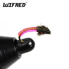 Wifreo 10PCS 12# New shelves Pink Larva Nymph Fly Trout Fly Fishing Flys 2024 - buy cheap