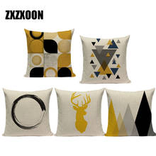 Decorative Throw Pillows Case Yellow Geometric Hill Deer Square Polyester Cushion Cover For Sofa Home Car Capa De Almofadas 2024 - buy cheap