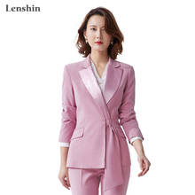 Lenshin Evening Wear 2 Piece Set for Women Candy Color Pink Pant Suits Business Office Lady Work Wear Blazer Suit with Sashes 2024 - buy cheap