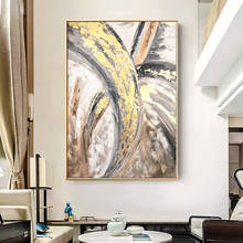 Pintura al óleo abstracta de oro hecha a mano, arte de pared de gran tamaño, pintura moderna de lienzo, decoración de pared para oficina y hogar, pintura pintada a mano 100% 2024 - compra barato