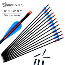 6/12/24pcs/lot 28/29/30/31.5 inches Spine 500 Fiberglass Arrow with Blue and Red Color for Recurve/Compound Bows Archery Hunting 2024 - buy cheap