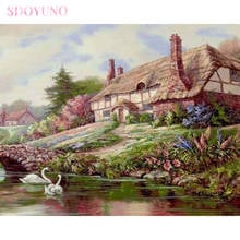 SDOYUNO DIY painting by number with frame for adults rural landscape pictures by numbers canvas painting kits art HandPainted 2024 - buy cheap