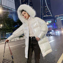 Thicken Cotton Padded Coats Casual Women Jacket White Winter Jacket Women New Hooded Fur Collar Long Winter Parkas HK437 2024 - buy cheap