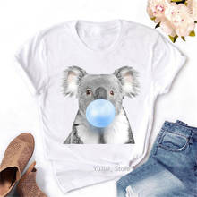 Camisetas divertidas con estampado de Koala y goma de mascar para mujer, remera Harajuku Kawaii, ropa para mujer, camisetas para mujer 2024 - compra barato