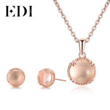 EDI Genuine 7mm Natural Gemstone Rose Quartz Crystal Jewelry Set 100% 925 Sterling Silver Pendant Stud Earrings For Women 2024 - buy cheap