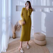 Wavsiyier 2020 Winter Cute Elegant Korean Solid Thick Vintage Knitted Loose Autumn Fashiond Jumper Pullover Sweater Dress Women 2024 - buy cheap