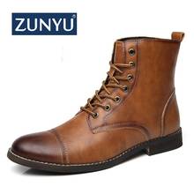 ZUNYU New Men Fashion Boots Britsh Vintage Leather Shoes Men Boots Autumn Winter Design Plus Velvet Warm Men's Ankle Boots 2024 - buy cheap