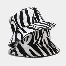 New Canvas Zebra Pattern Sun Hats Women Summer Bucket Hat Lady Pure Color Panama Fedoras Outdoor Fisherman Hat Visor Basin Cap 2024 - buy cheap