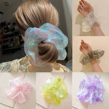 2020 Korea Lace Organza Big Hair Scrunchies Transparent Tulle Elastic Hair Bands for Women Ponytail Holder Hair Tie Accessories 2024 - buy cheap