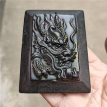 Collar de hierro negro con cabeza de dragón, estatua colgante antigua de la cultura de Hongshan, figura decorativa de colección de Mascota 2024 - compra barato