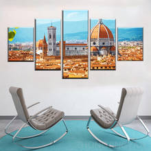 Póster en lienzo de la Catedral de Florencia, pintura HD impresa, paisaje arquitectónico, imagen modular, decoración del hogar, arte de pared, 5 piezas 2024 - compra barato