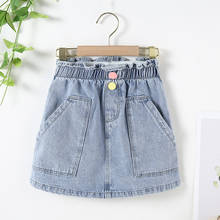 Spring 2021 Jeans Skirts Kids for Girls Summer Candy Color Button A-line Mini Skirt Korean Children Clothing Teenage Clothes 2024 - buy cheap