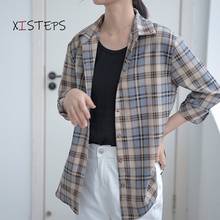 Plaid Shirts For Women Autumn Winter Loose Retro Blouse Long Sleeve Ladies Casual Tops Office Lady Elegant Blouse 2021 Clothes 2024 - buy cheap