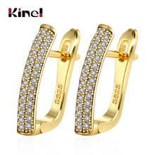 Kinel Fashion U Shape Stud Earrings For Women Paved AAA Cubic Zirconia Gold Earring Geometric Earrings Wedding Band Jewelry Gift 2024 - buy cheap
