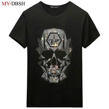 Hot drilling 2020 New Elastic cotton Man's Summer short sleeved T-shirt All-match leisure Pullovers Bling Skull pattern clothes 2024 - buy cheap