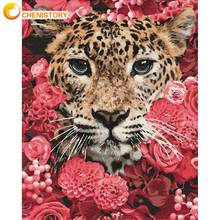 CHENISTORY-Kit de pintura por números de Animal Chita, 60x75cm, sobre lienzo, decoración del hogar, arte pintado a mano para fotos de pared 2024 - compra barato