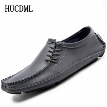 Sapatos masculinos mocassins de couro legítimo, feitos à mão, macios, respiráveis, pretos, para dirigir, tamanhos grandes 38-47 2024 - compre barato