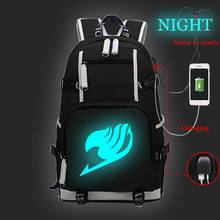 Luminous Backpack USB Charging Large Capacity Bagpack Unisex School Bags Fairy Tail Anime Backpacks Travel Bag College Bookbag 2024 - buy cheap